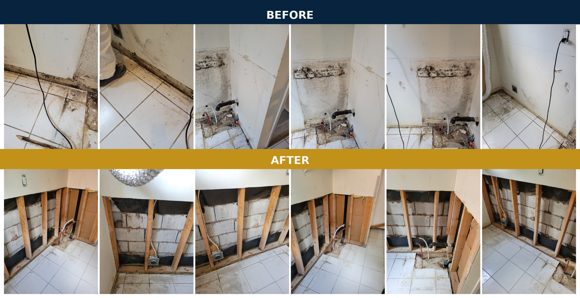 Laundry Room Mold Removal — before and after