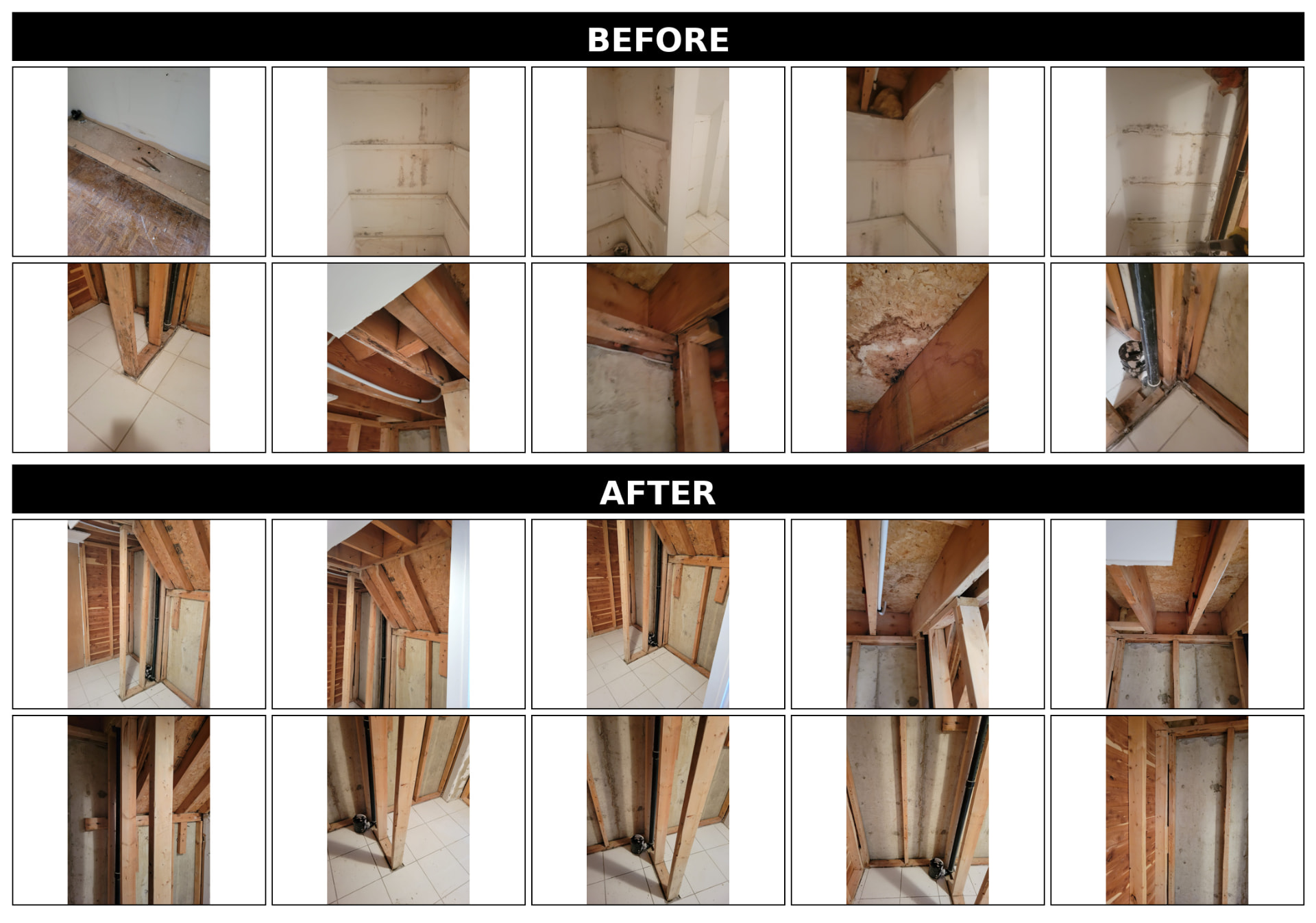 Closet & Ceiling Mold Remediation — before and after