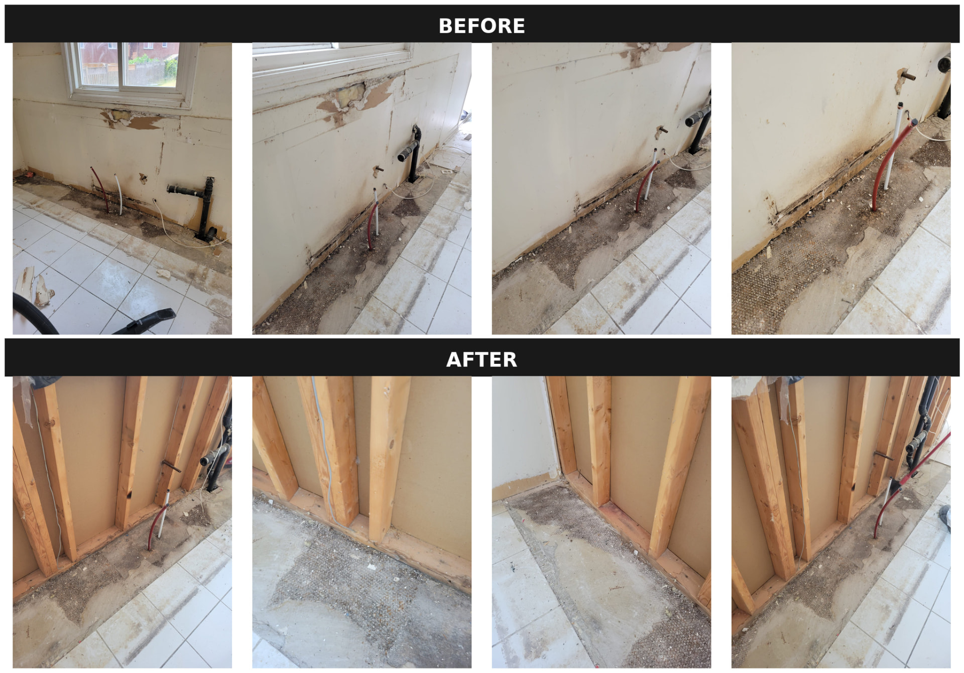 Kitchen Water Damage Restoration — before and after